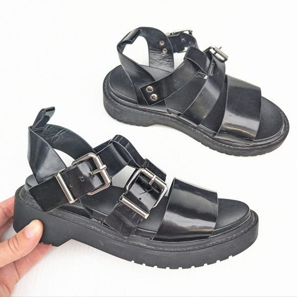 ASOS chunky black strappy gladiator platform sandals - Picture 11 of 12